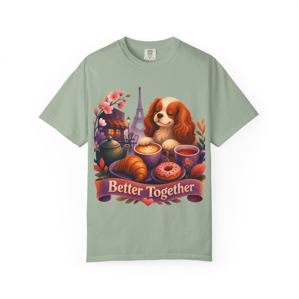 Better Together Cavalier King Charles Spaniel T-Shirt | Retro Dog, Coffee & Café Tee