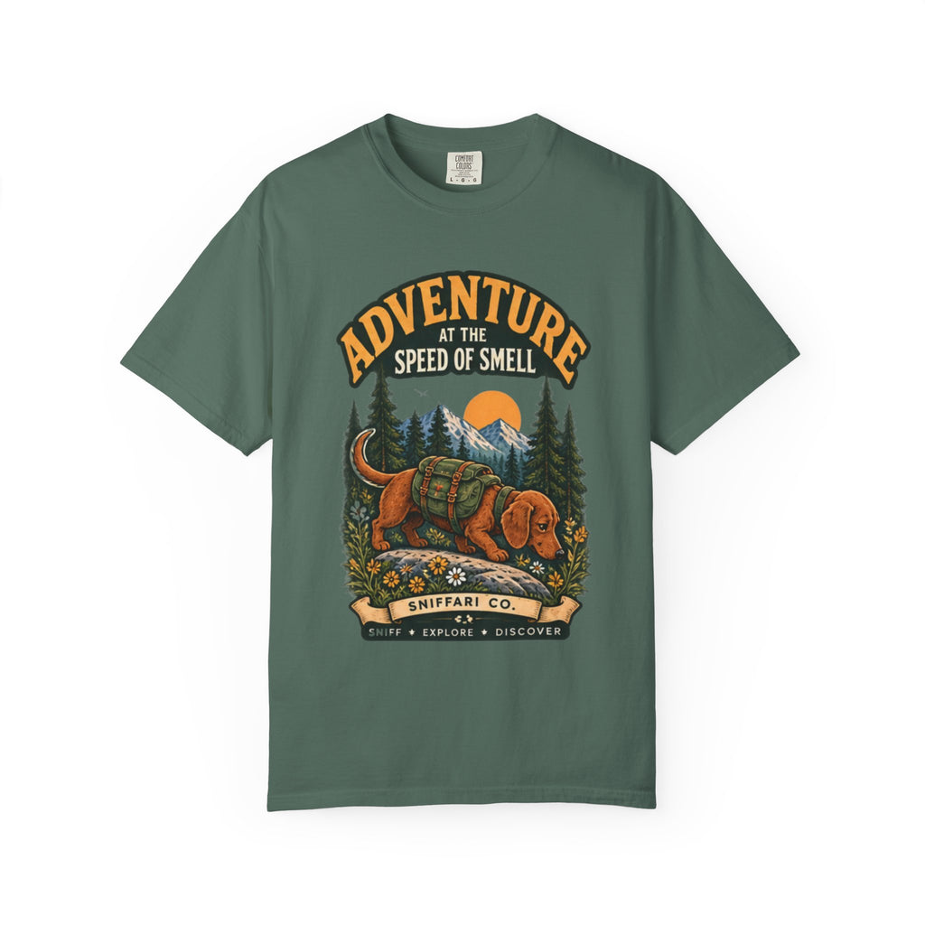 Adventure at the Speed of Smell Dog T-Shirt | Hiking Tee Light