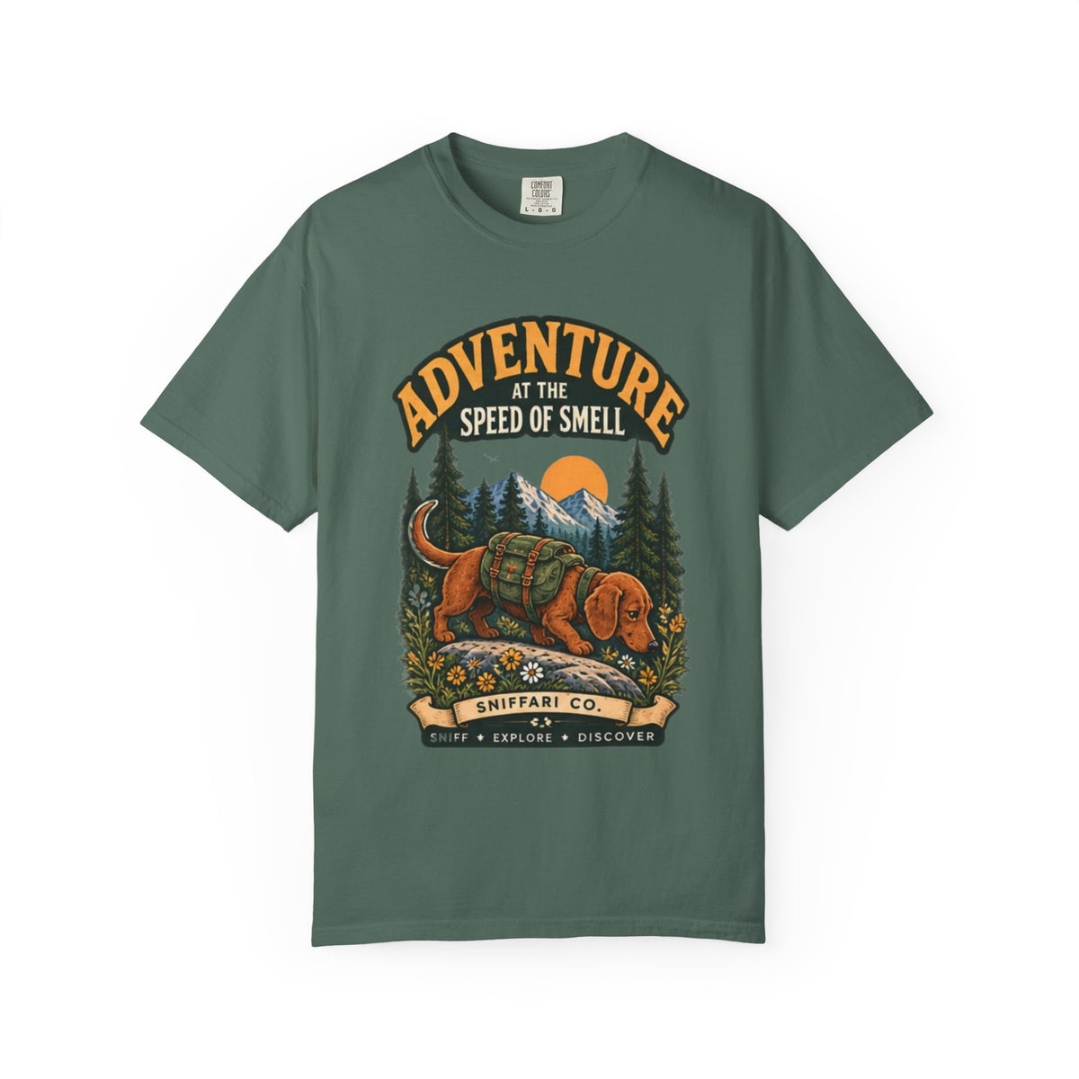 Adventure at the Speed of Smell Dog T-Shirt | Hiking Tee Light