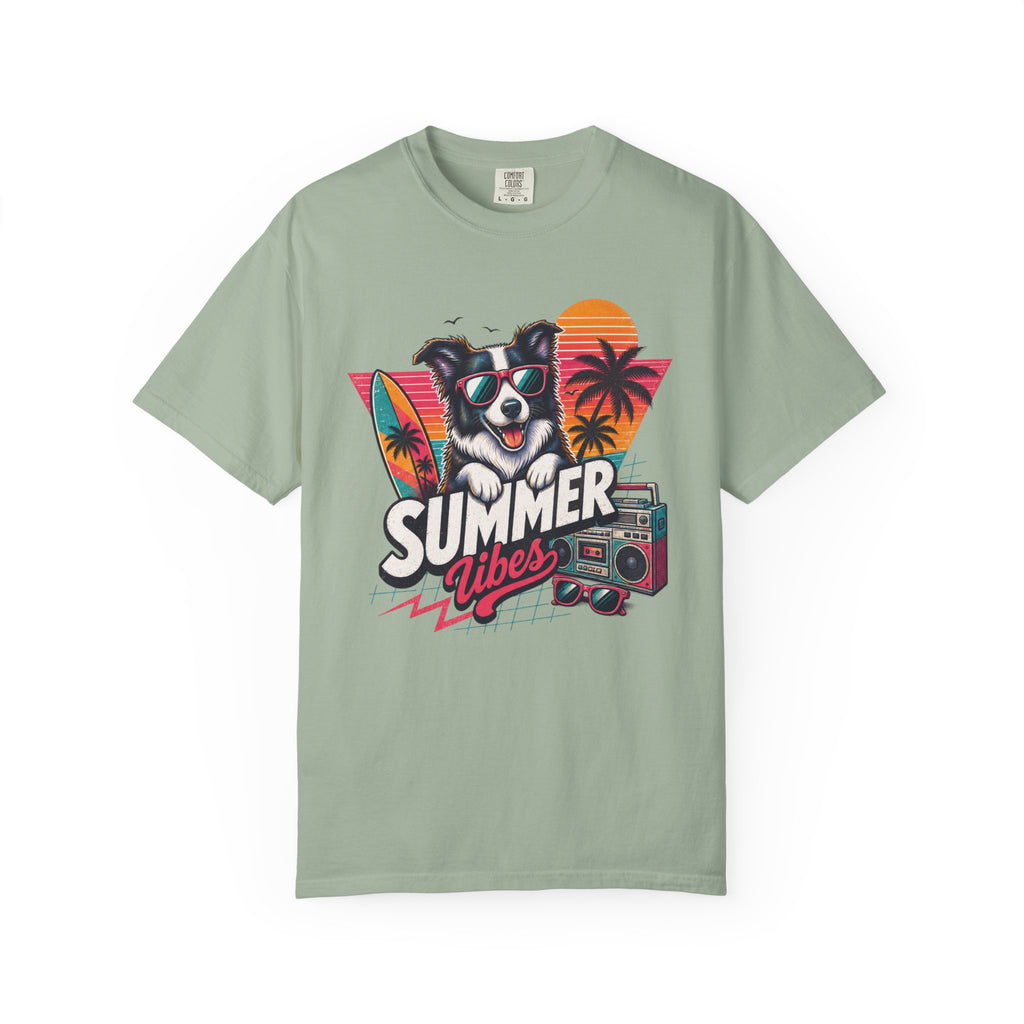 Summer Vibes Border Collie — Retro Surf Dog Tee