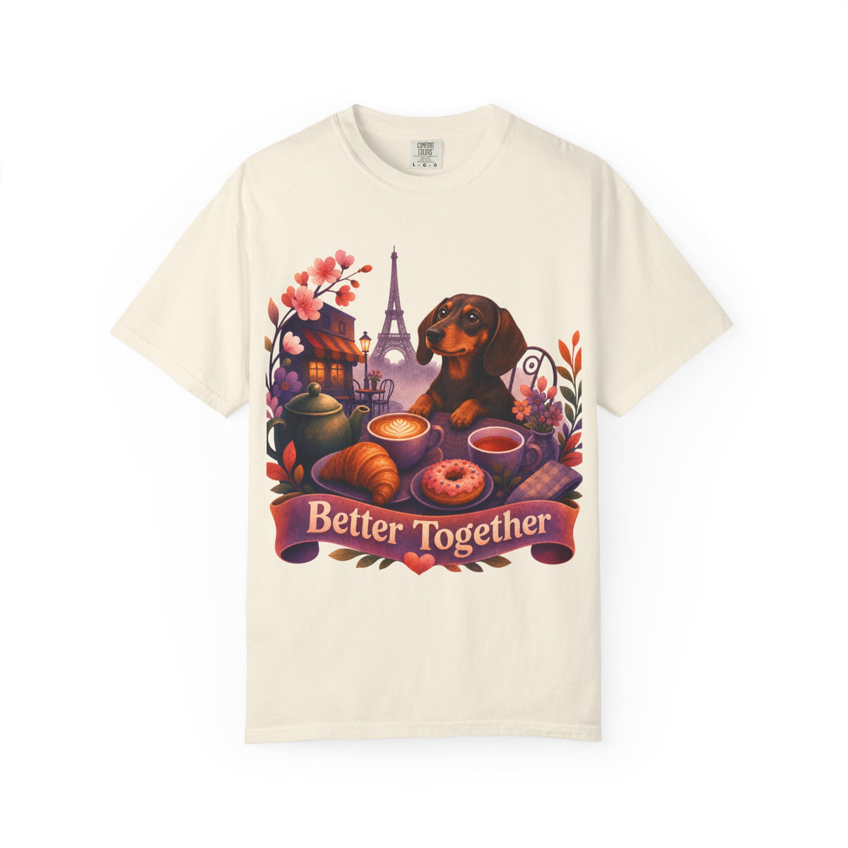 Better Together Dachshund T-Shirt | Retro Dog, Coffee & Café Tee