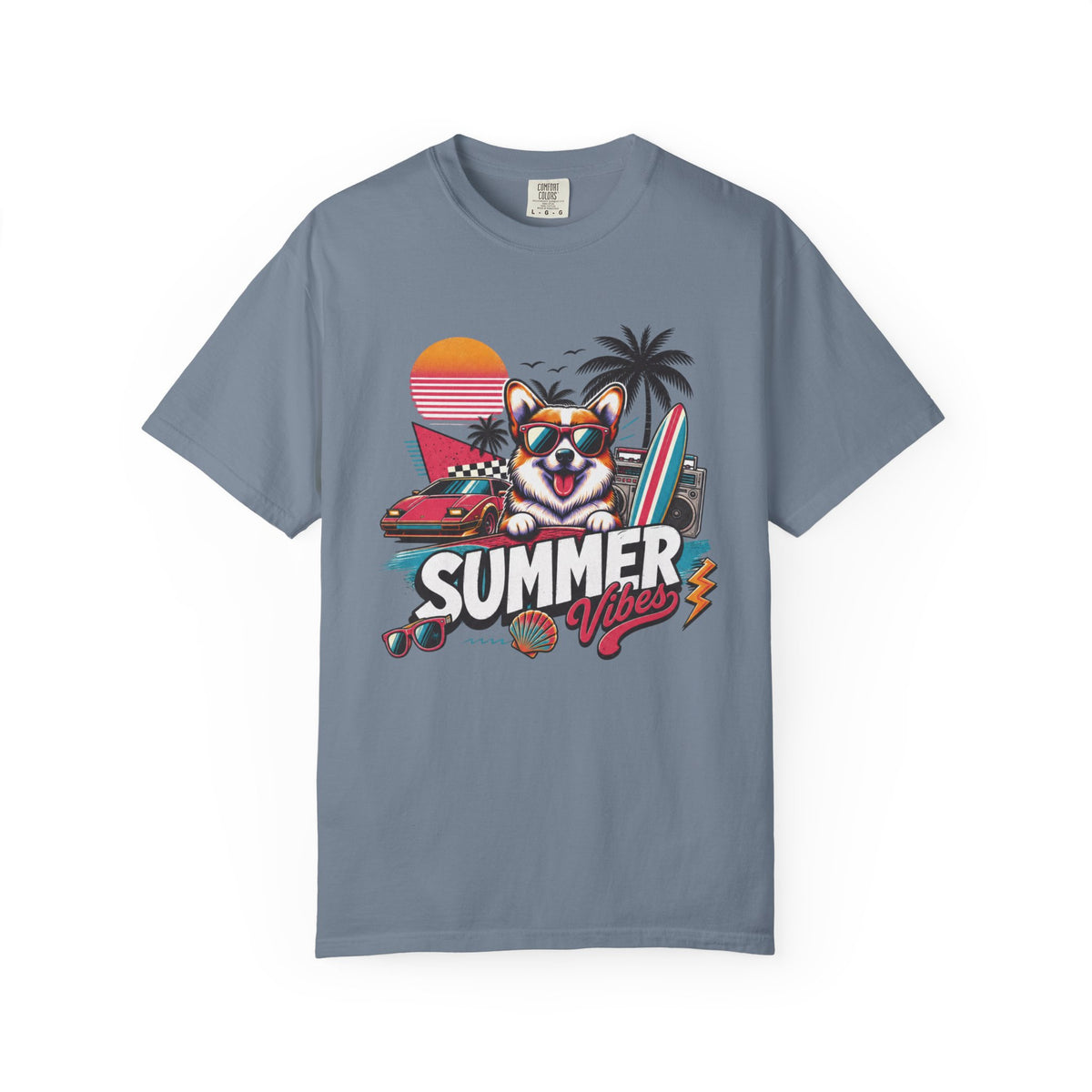 Summer Vibes Corgi — Retro Surf Dog Tee