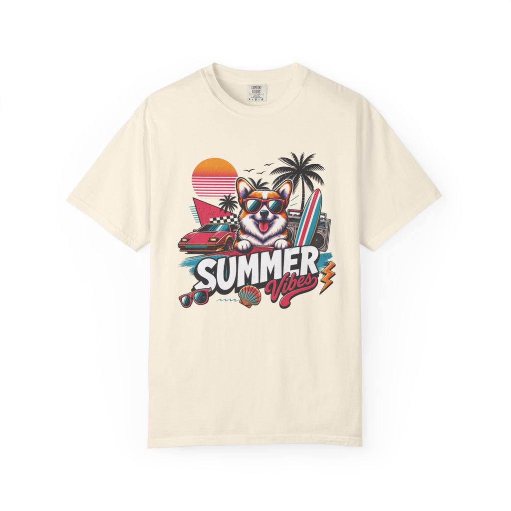Summer Vibes Corgi — Retro Surf Dog Tee