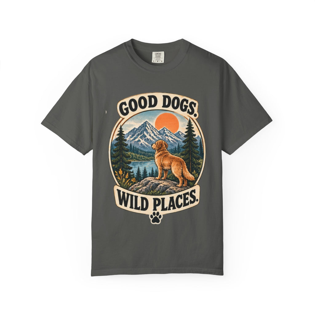 Good Dogs Wild Places T-Shirt | Outdoor Dog Lover Tee Dark
