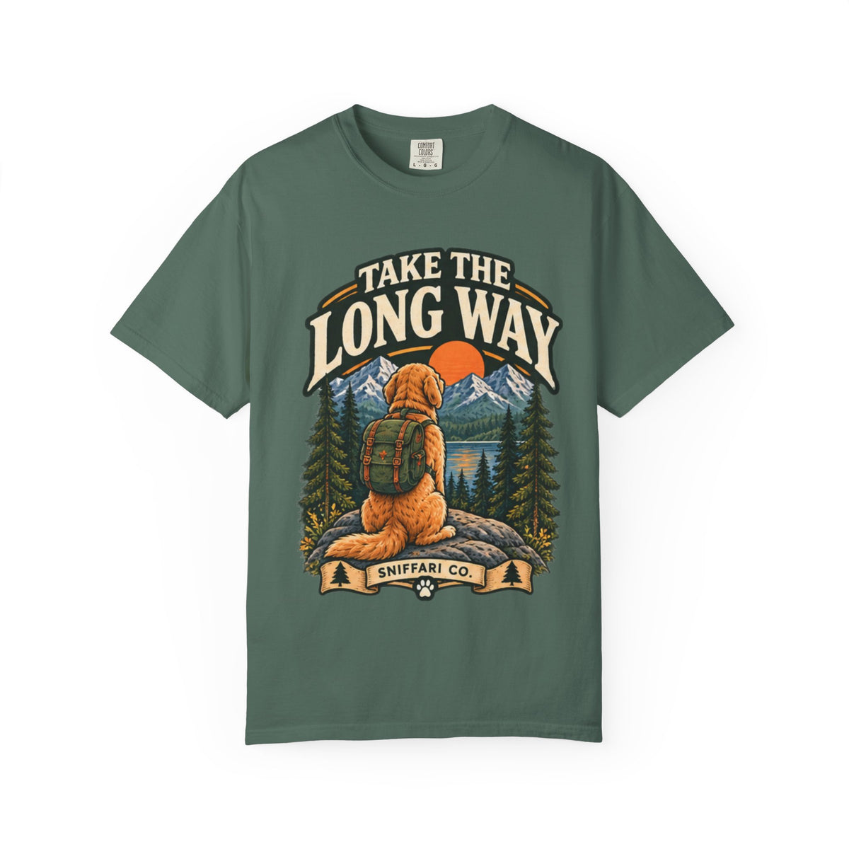Take the Long Way Dog T-Shirt | Hiking & Outdoor Tee Light