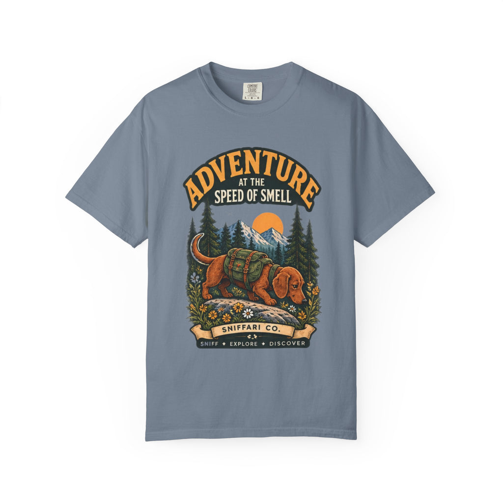 Adventure at the Speed of Smell Dog T-Shirt | Hiking Tee Light