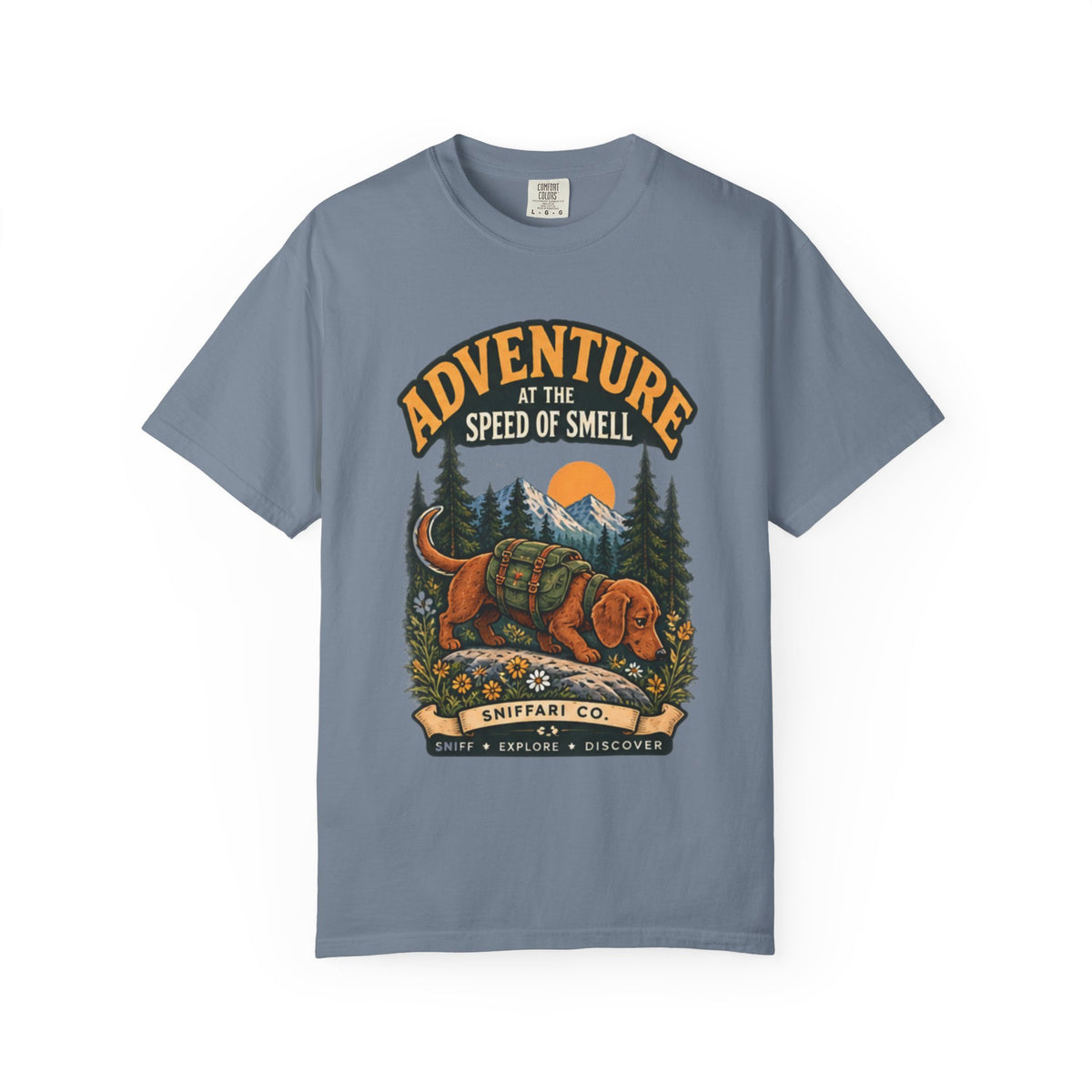 Adventure at the Speed of Smell Dog T-Shirt | Hiking Tee Light