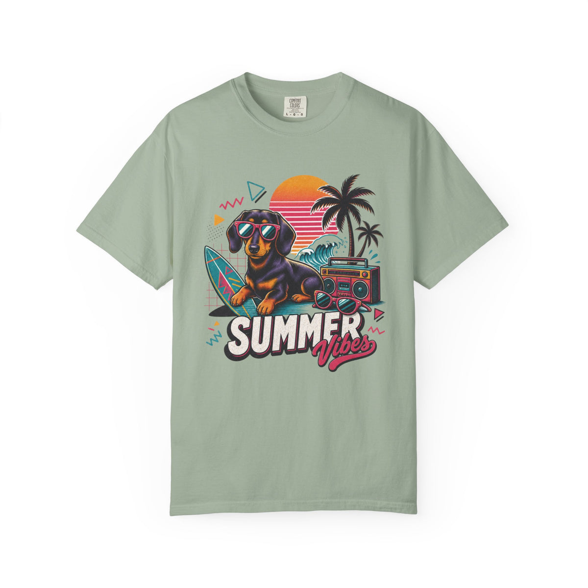 Summer Vibes Dachshund — Retro Surf Dog Tee