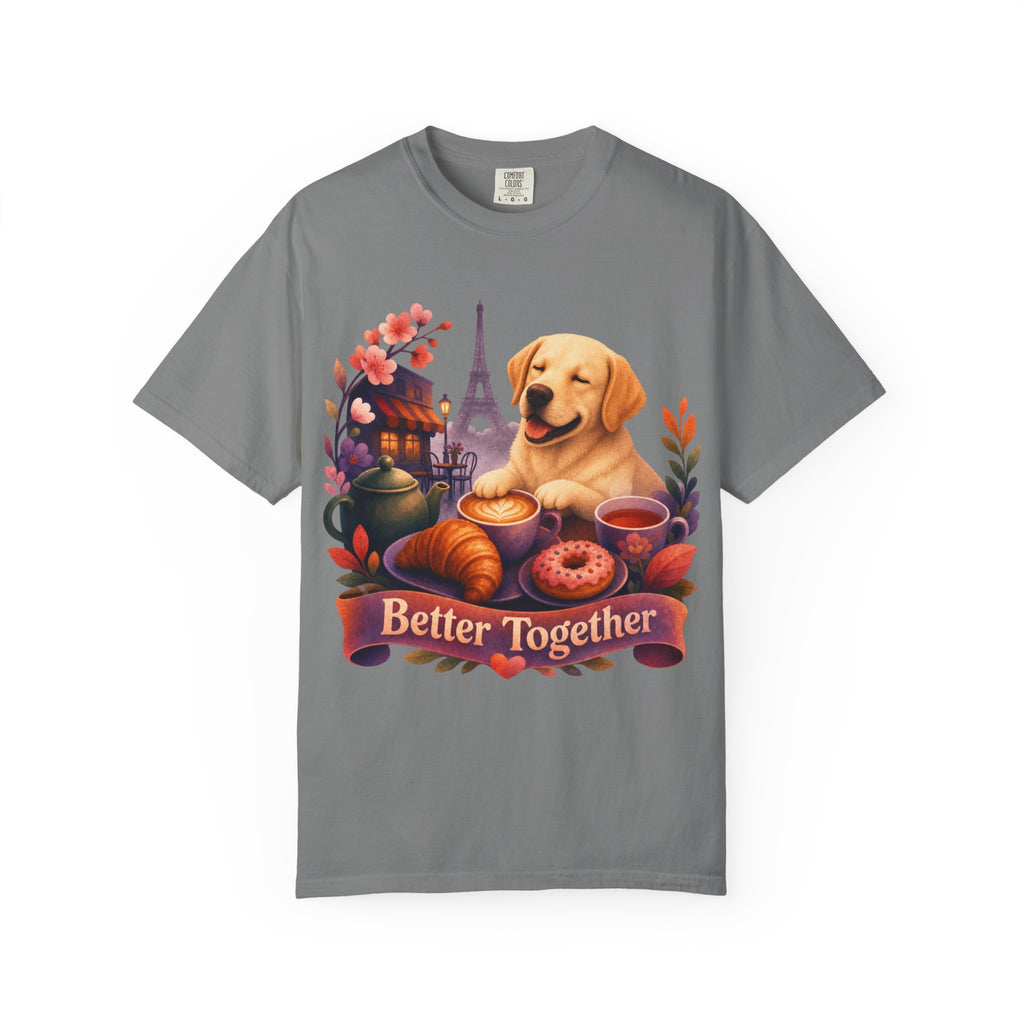 Better Together Labrador T-Shirt | Retro Dog, Coffee & Café Tee